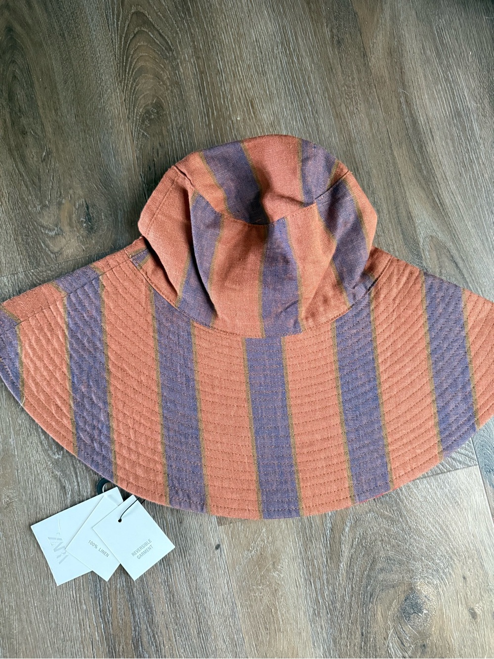 Zara Reversible Striped Linen Hat - Picture 3 of 6